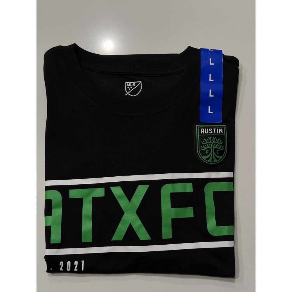 Austin FC MLS ATXFC Estd 2021 Graphic Tee Black Large NWT BC000612